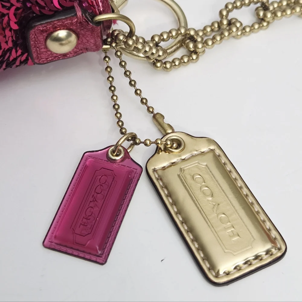 COACH POPPY OCCASION PINK SEQUIN POUCH CHAIN BAG 14368